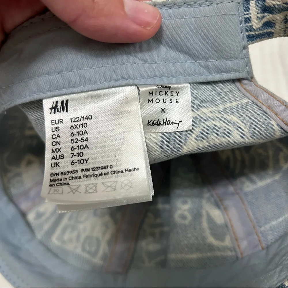 H&M Kieth Haring x Mickey Mouse Blue and White Denim Hat youth
